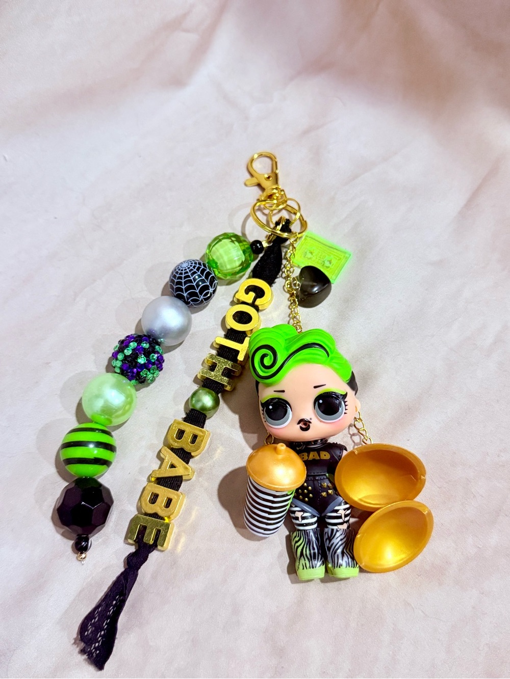 LOL Surprise Doll Bag Charm Goth Babe Keychain Y2K Grunge Dollcore